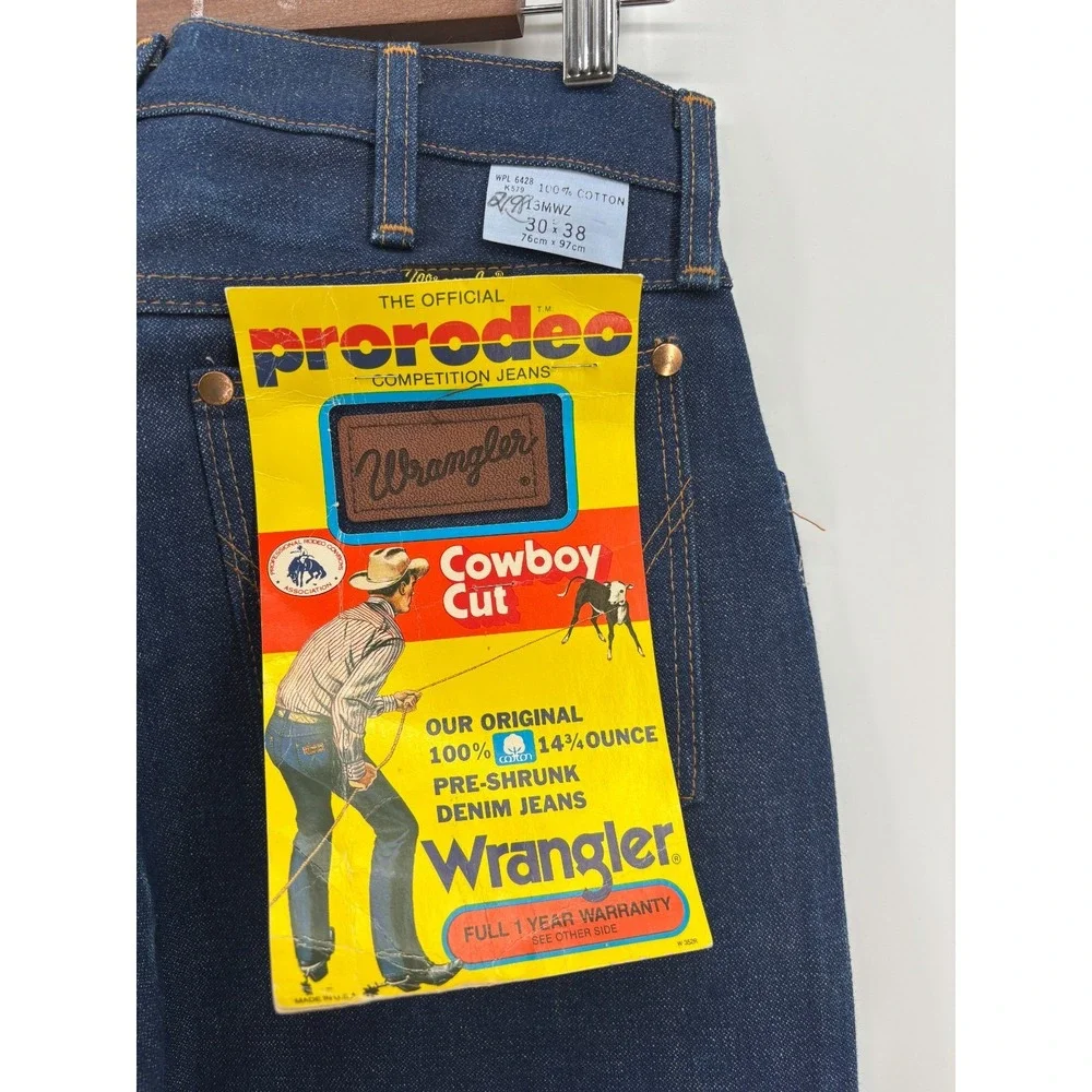 Wrangler ProRodeo Straight Jeans Mens Indigo Blue Cowboy Cut 30x38 Vintage 13MWZ